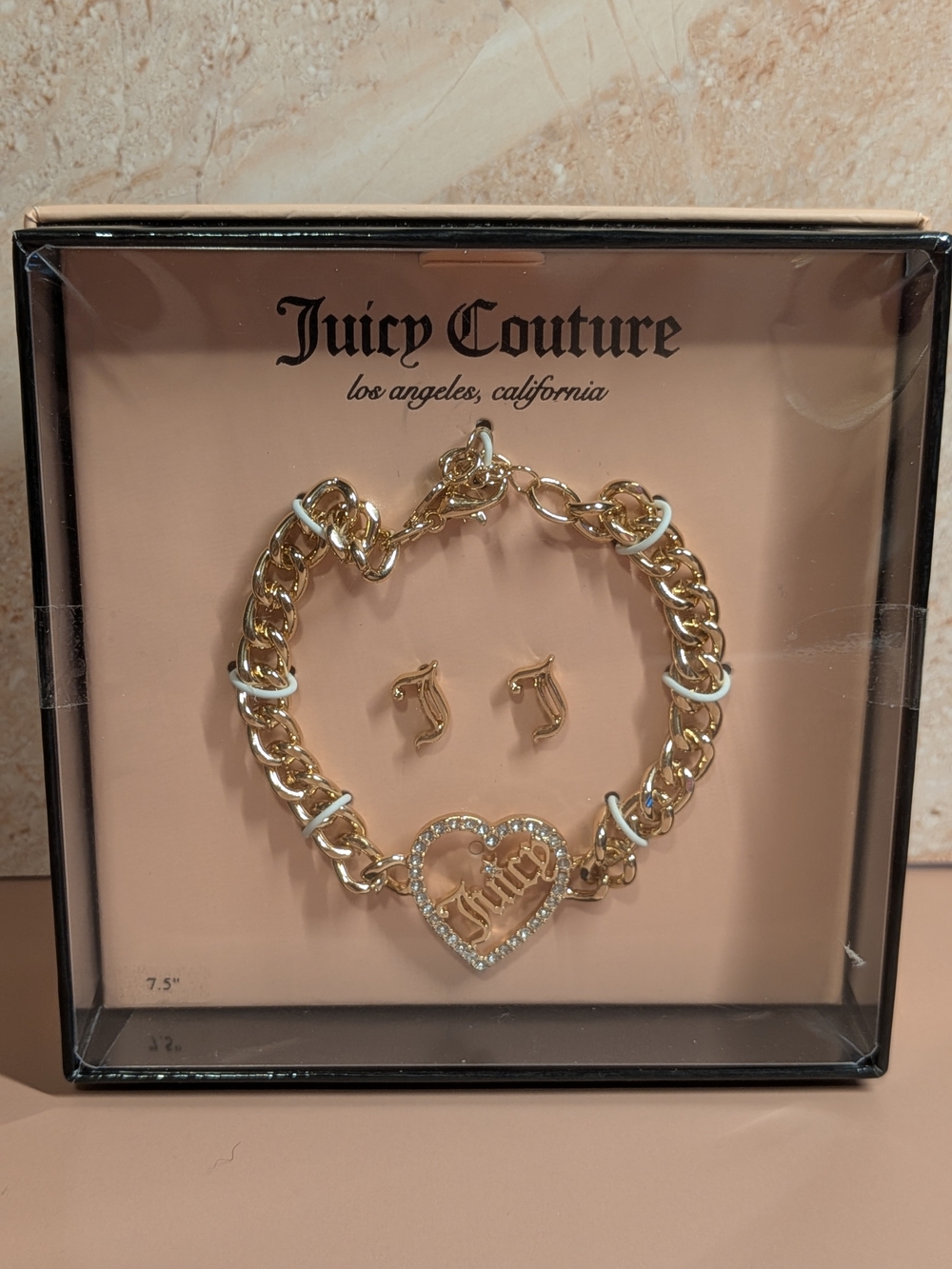 Juicy Couture Heart Logo Bracelet and Earrings Set